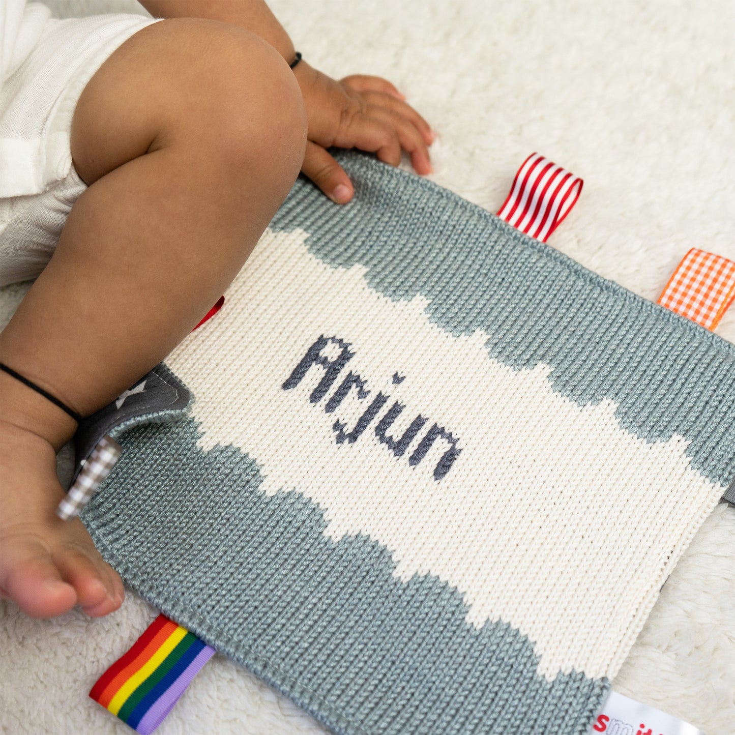 Scalloped Personalised Comforter in Blue