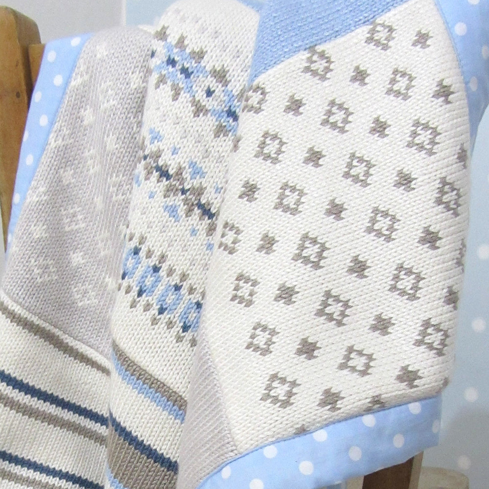 Blue Fairisle Patchwork Blanket