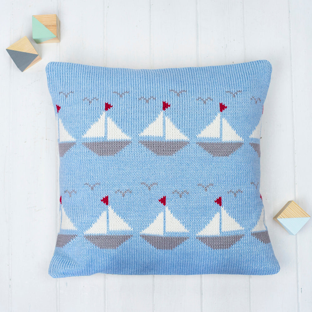 Boats Knitted Cushion