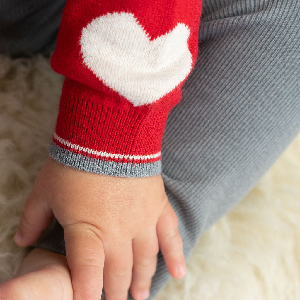 red hearts patterned cardigan for babies