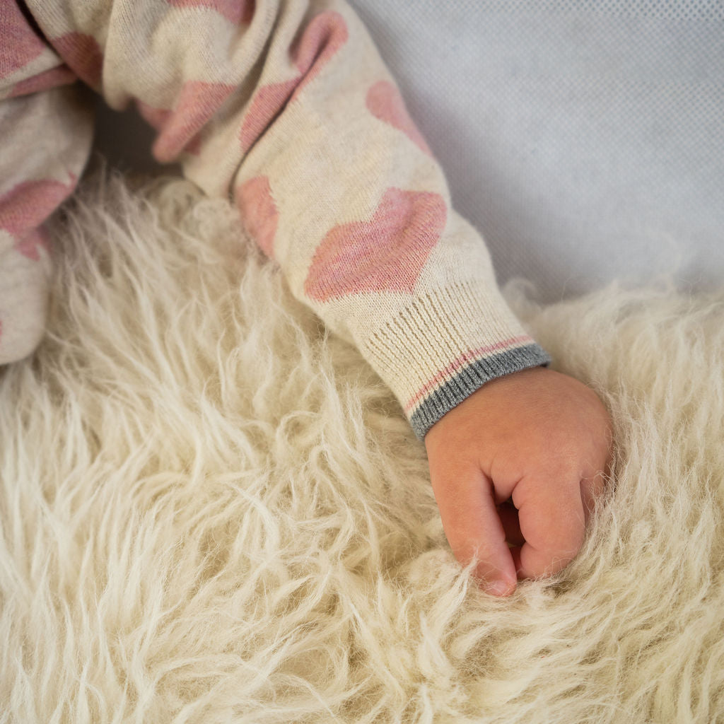 Pink hearts patterned cardigan