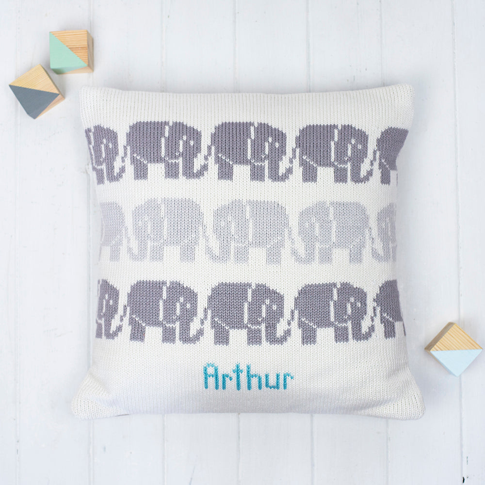Elephants Knitted Cushion