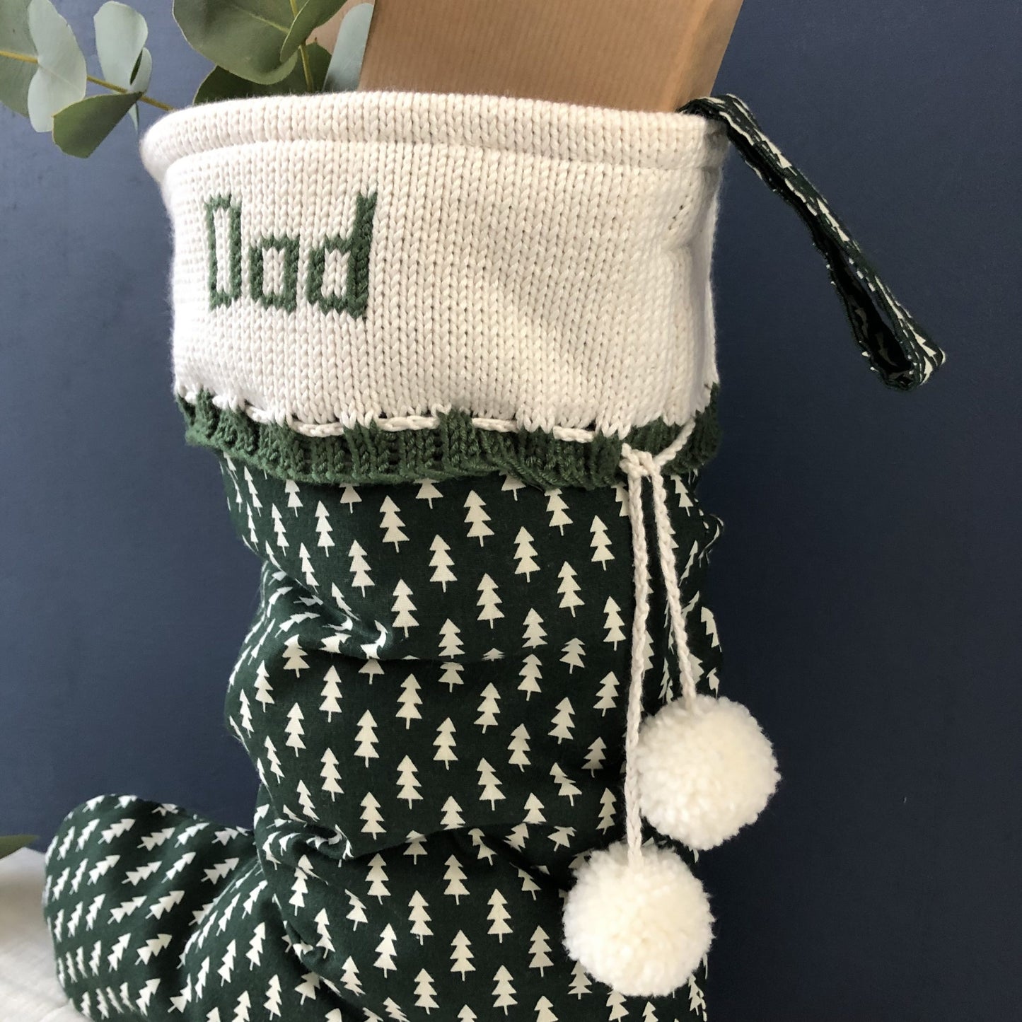 Green personalised Christmas stocking