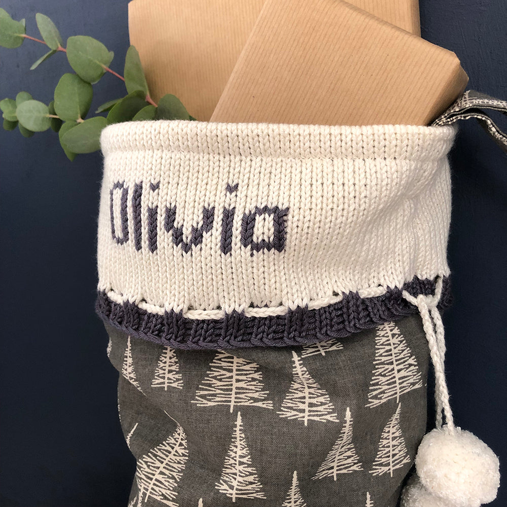 Grey Trees Personalised Christmas Stocking