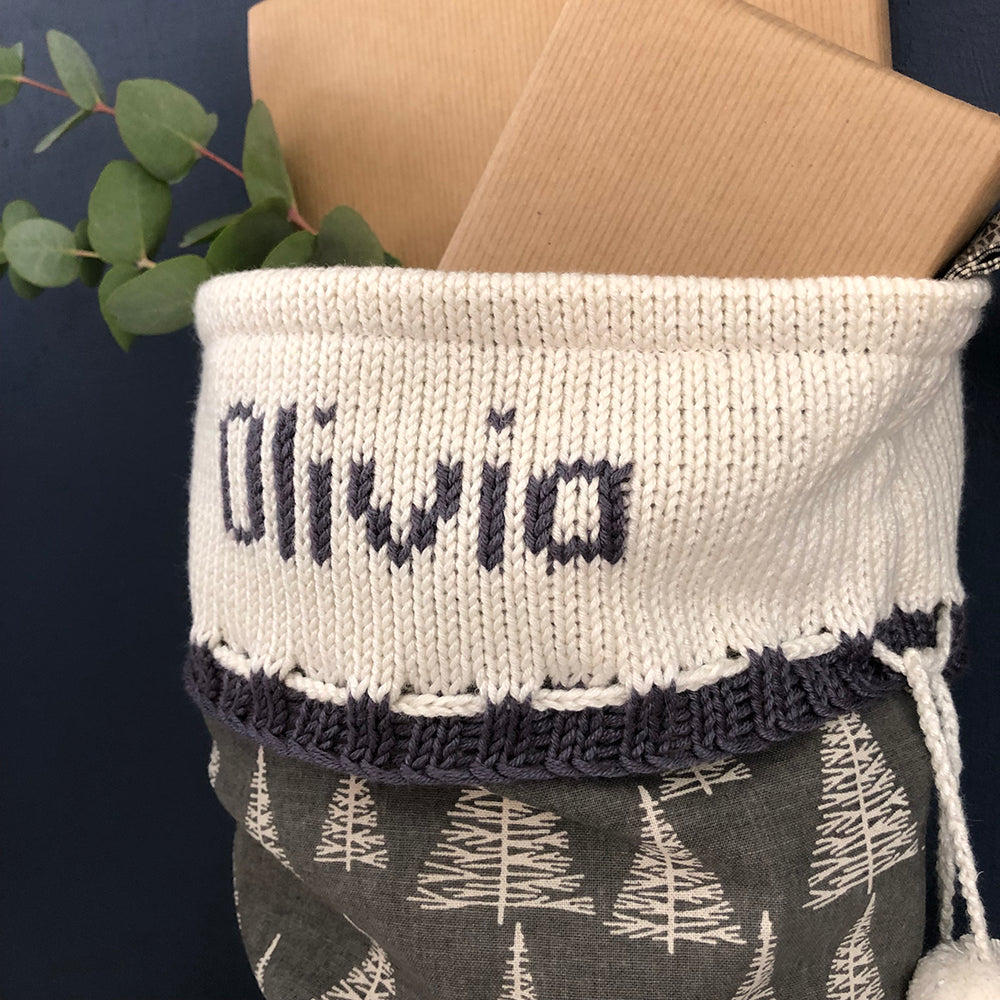 Grey Trees Personalised Christmas Stocking