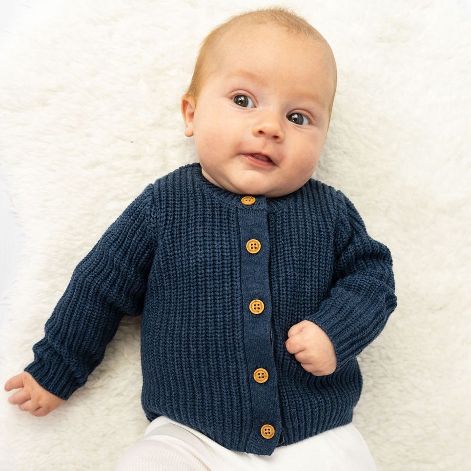Navy rib cardigan for babies