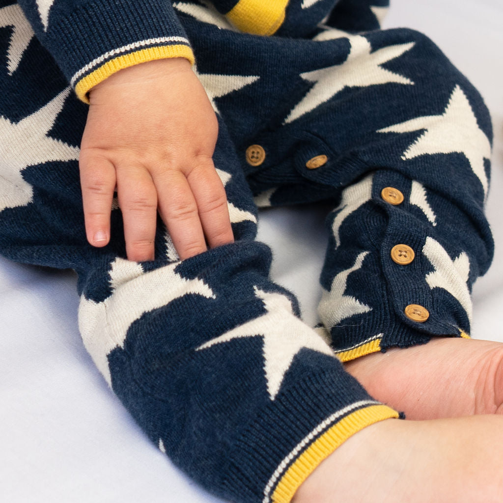 Stars Knitted Romper in Navy