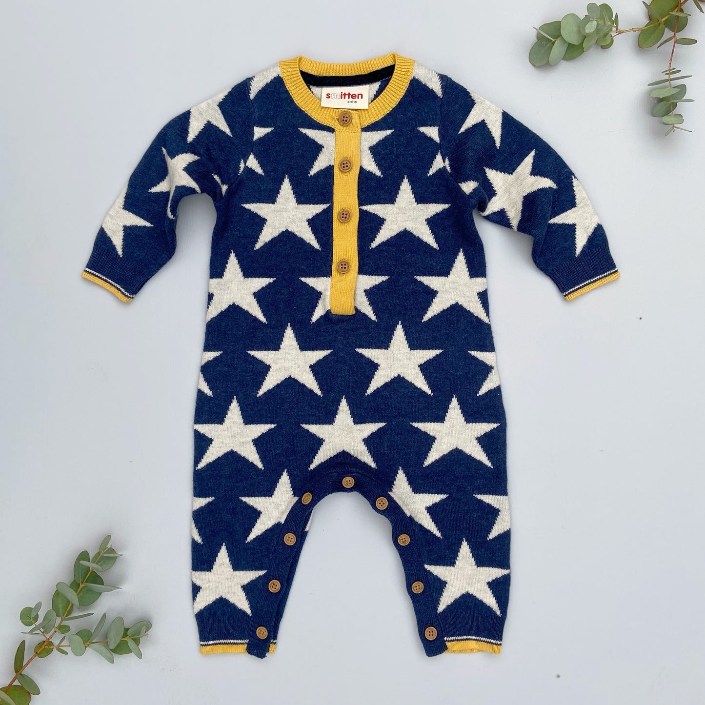 Stars Knitted Romper in Navy