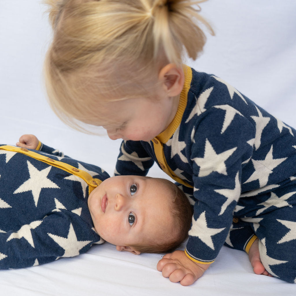 Stars Knitted Romper in Navy