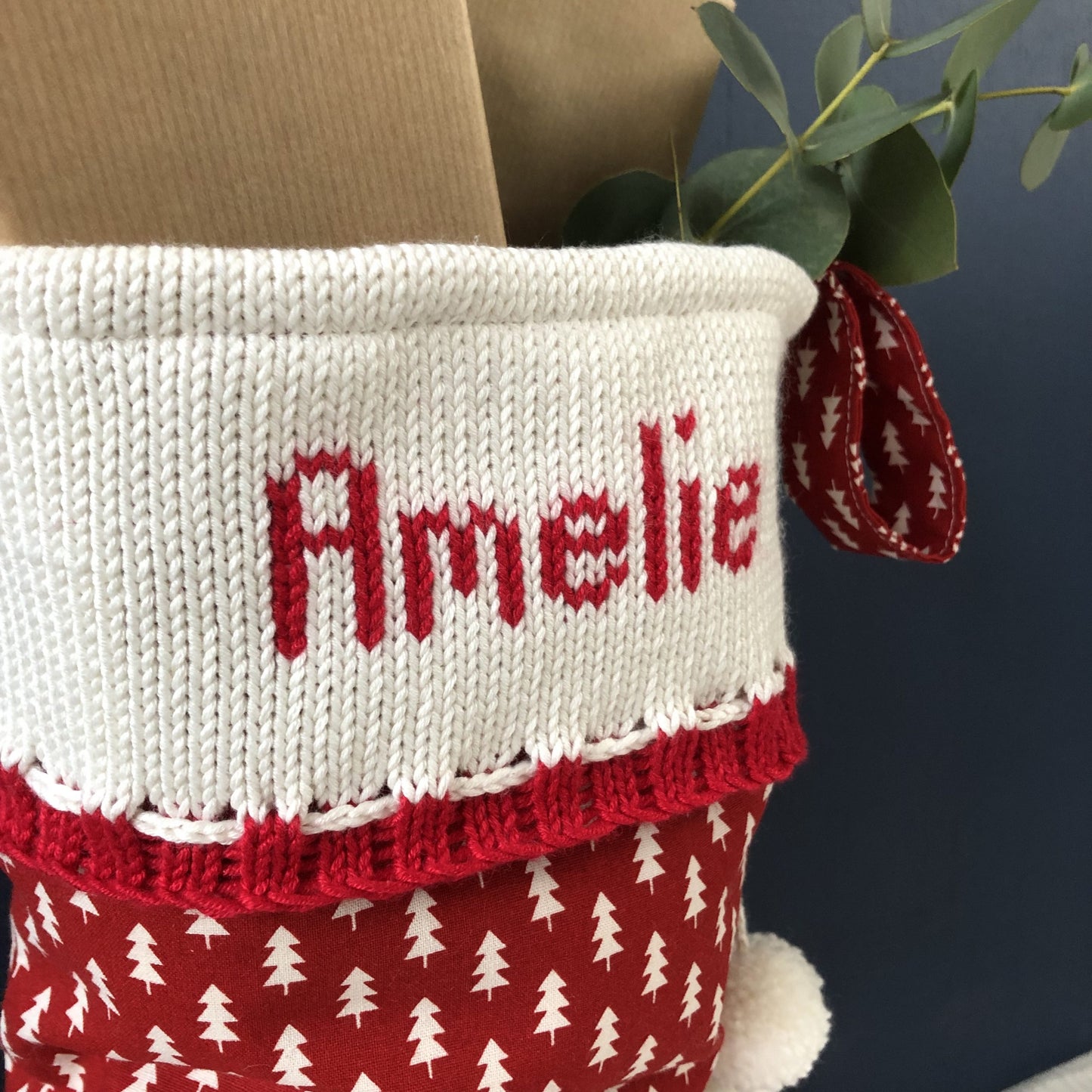 Red personalised Christmas stocking