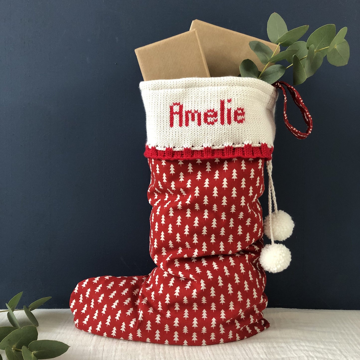 Red personalised Christmas stocking