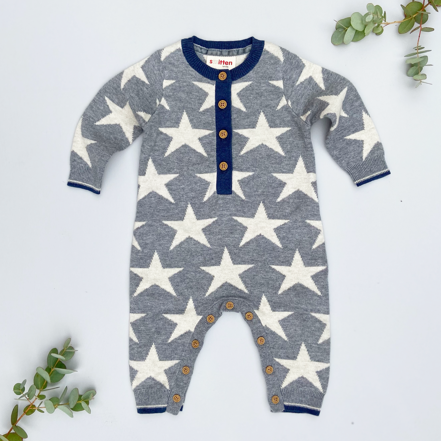Stars Knitted Romper in Grey