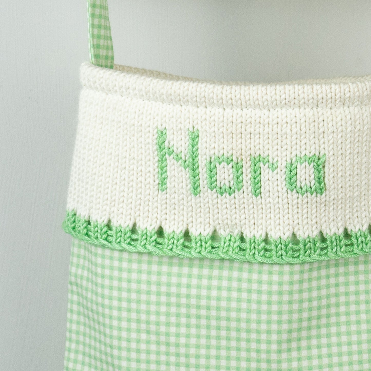 Personalised Green Gingham Bag