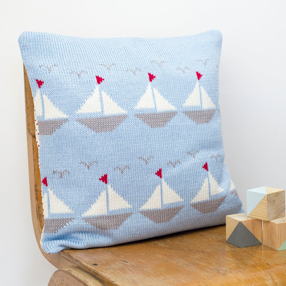 Boats Knitted Cushion