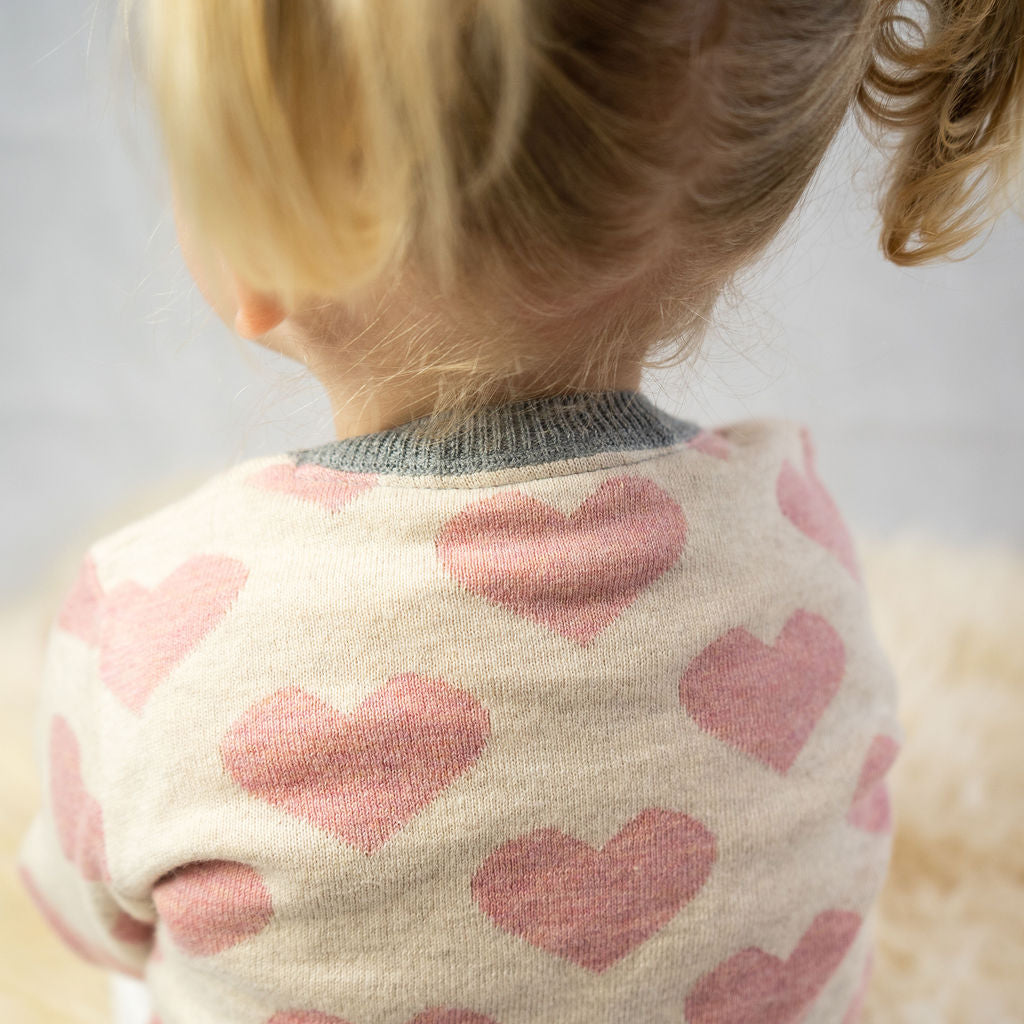 pink hearts patterned cardigan