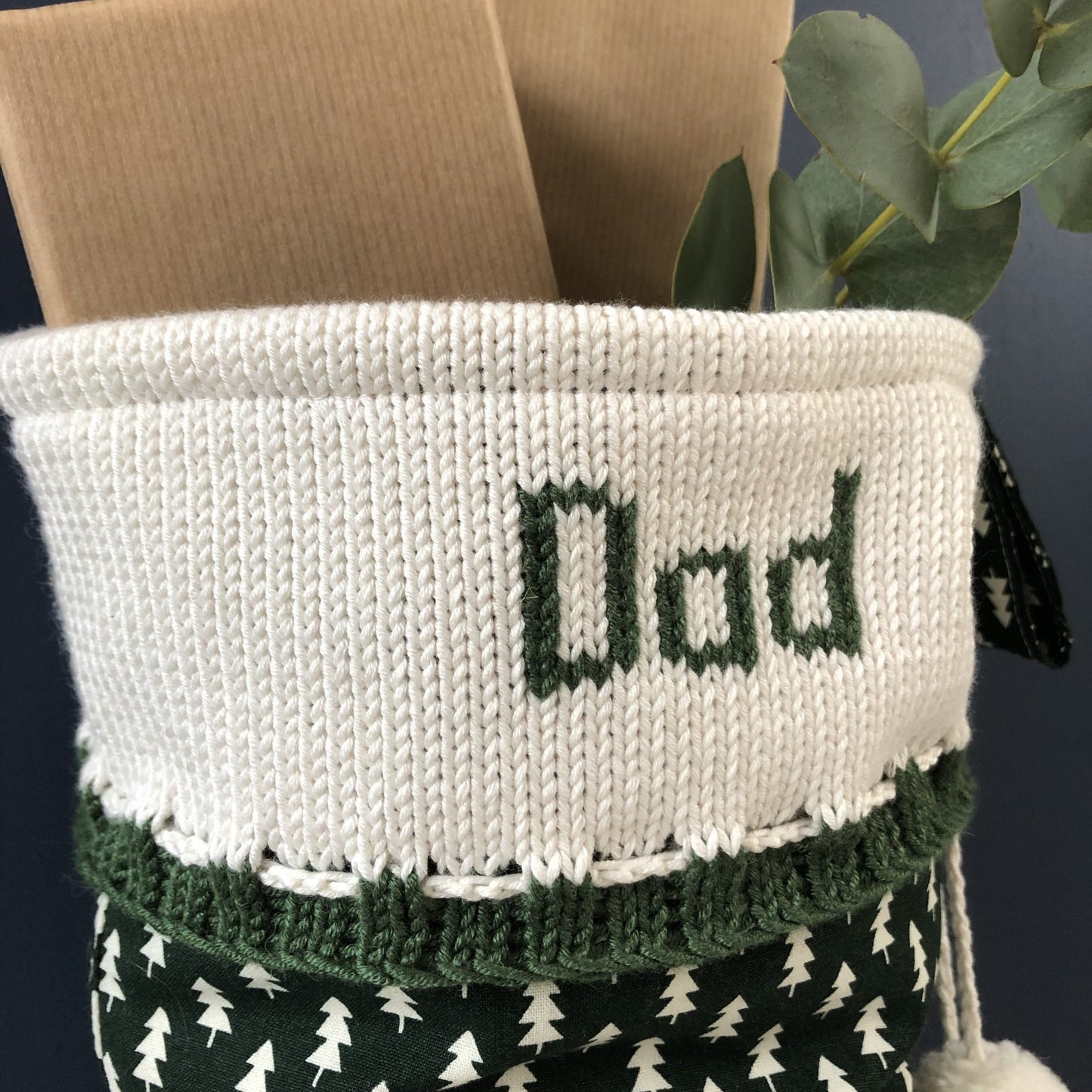 Green personalised Christmas stocking
