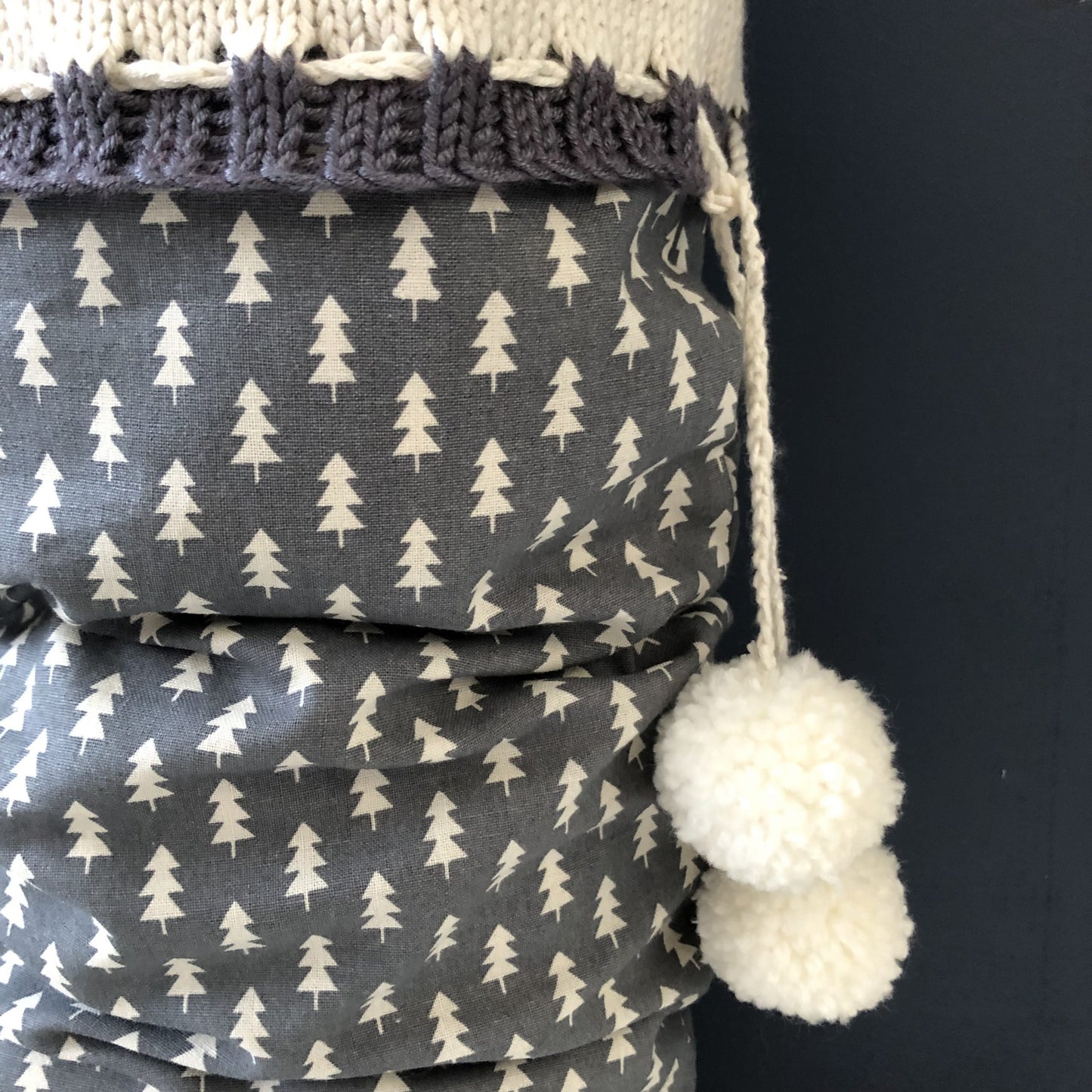 grey mini trees personalised Christmas stocking