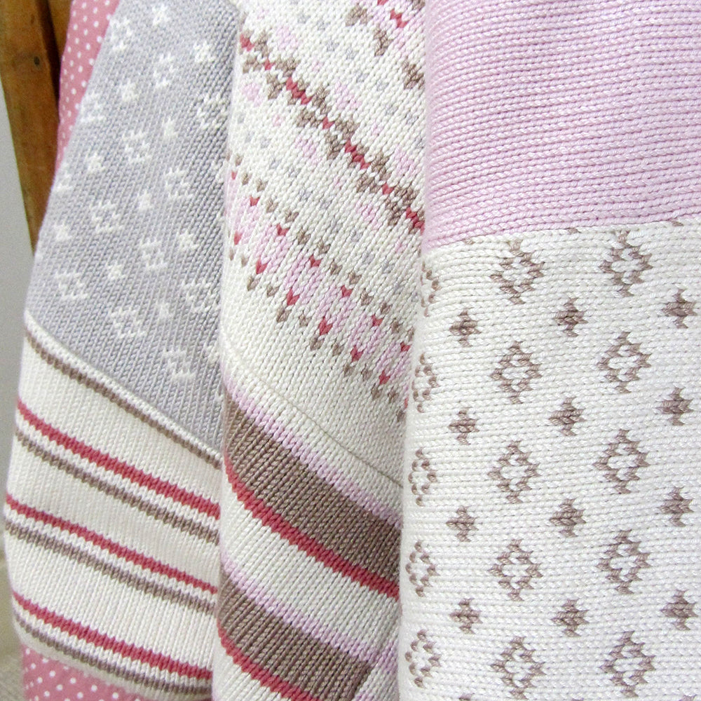Pink Fairisle Patchwork Blanket