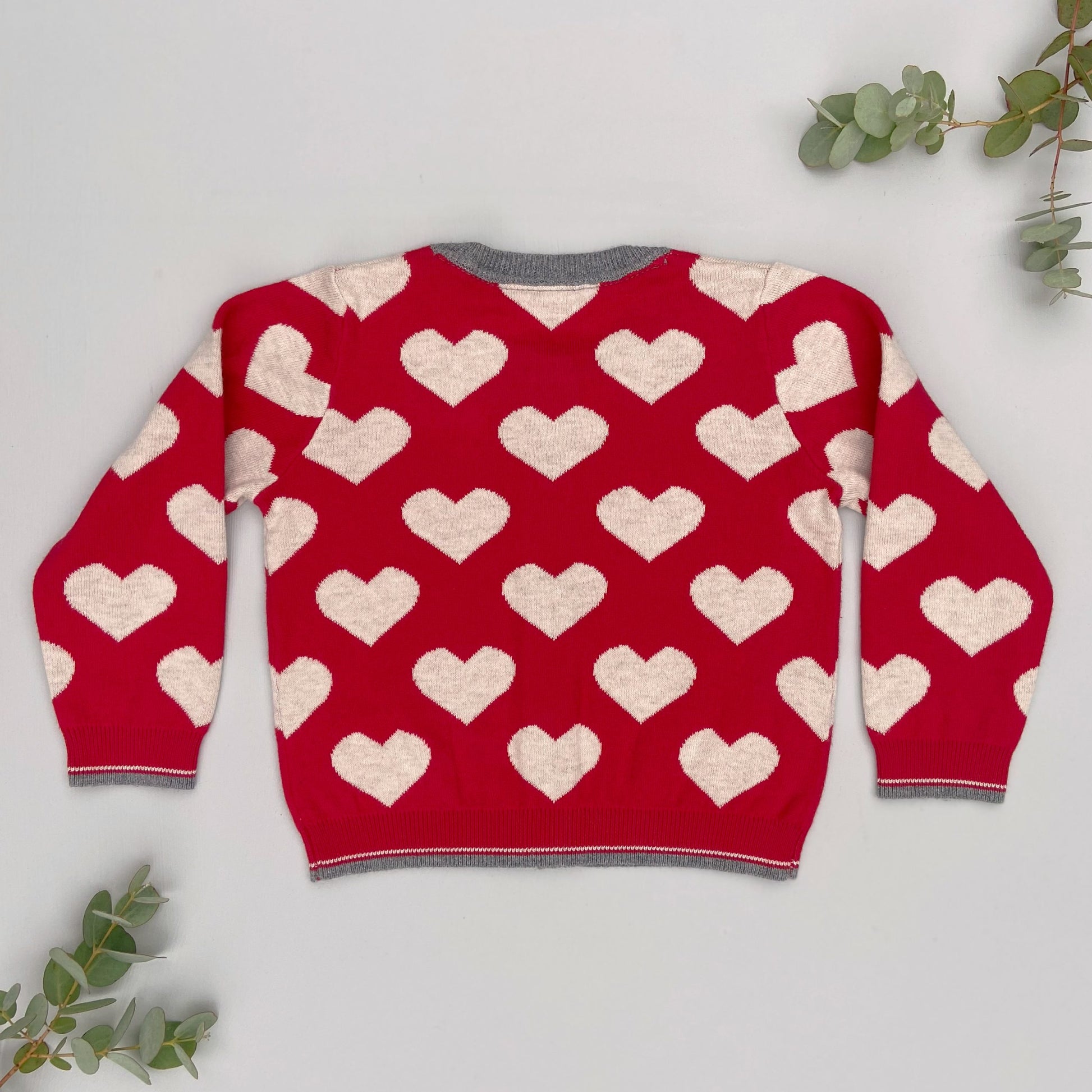 red hearts patterned cardigan