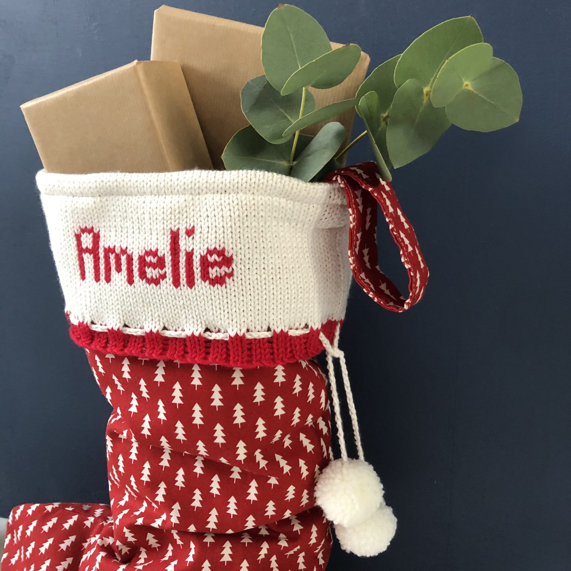 Red personalised Christmas stocking